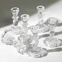 4.33" Tall Glass Candlestick Set of 6 Clear Crystal Candle Holders for Glass Taper Holder Decor for Wedding Birthday Party Christmas Pieces Missing