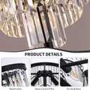 Wellmet Modern Crystal Floor Lamp, Black Tall Standing Living Room Lamp