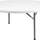 Flash Furniture Elon 6' Round All-Occasion Plastic Folding Event Table, Foldable Portable Banquet Table for Indoor/Outdoor Events, White