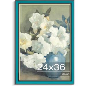 24x36 Poster Frame, Vintage 24 x 36 Poster Frame with HD Plexiglass Durable for Horizontal or Vertical Wall Mounting, Blue-Black, 1 Pack