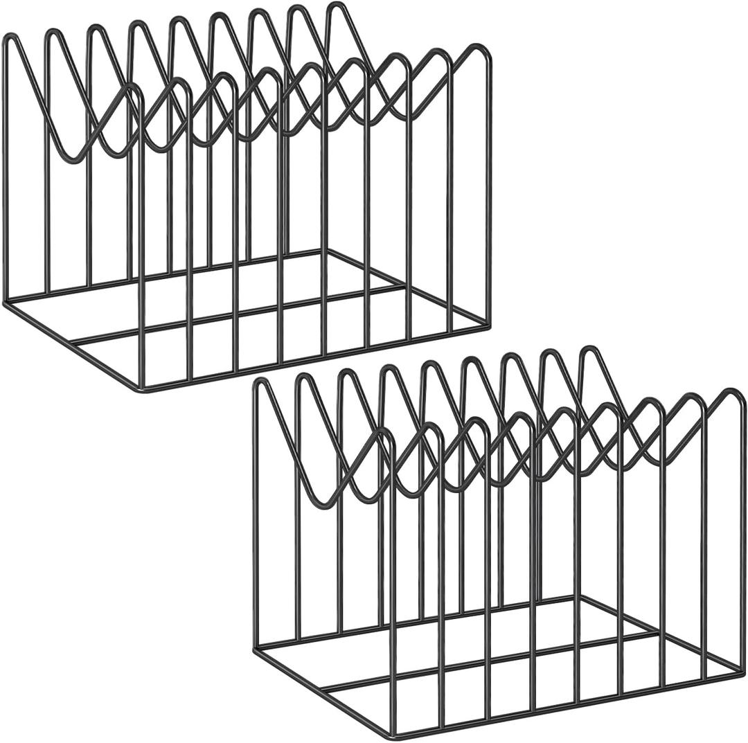 2 Sets Wire File Organizer for Desk,File Folder Holder/Rack/Stand,File Sorter Organizer,Desktop Record/Clipboard Holder,8 Sections Storage,Anti-Scratch/Rusty,Steel Stable Holder,Black