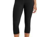 ODODOS ODLEX High Waist Workout Capris for Women, 19" Tummy Control Athletic Running Cropped Leggings, Black, Medium