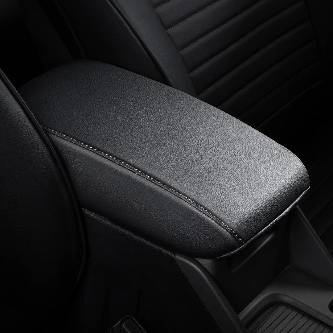 AOMSAZTO Console Covers for 2013 2014 2015 2016 2017 Subaru Impreza Armrest Covers for Subaru Impreza Black with Black Stiches