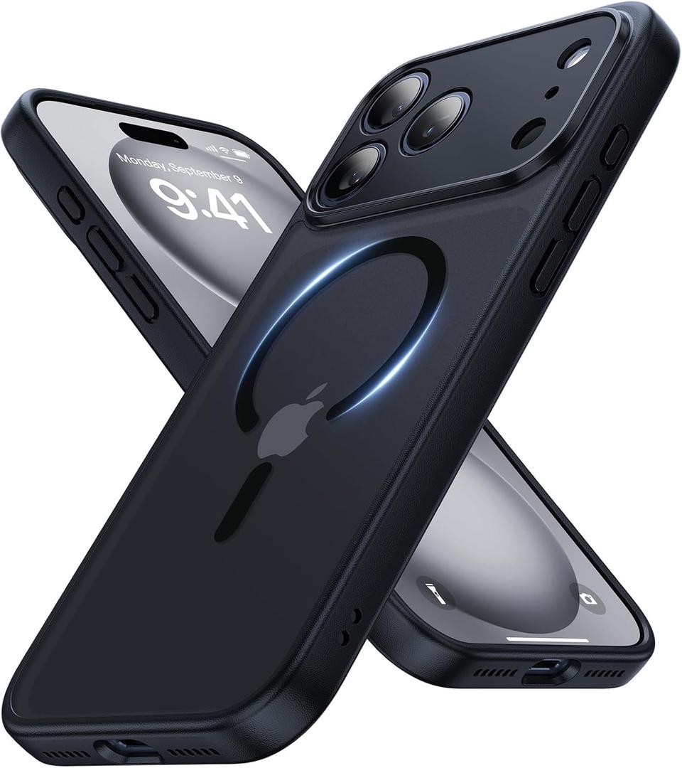 Magnetic for iPhone 17 Pro Case [Full Camera Protection][Military-Grade Protection][Compatible with MagSafe] Shockproof Protective Slim Phone Case for iPhone 17 Pro, Black