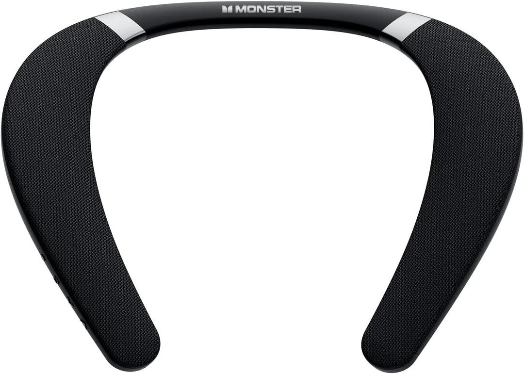 Monster Boomerang Neckband Bluetooth Speaker - Wireless Wearable Speaker with 12H Playtime, IPX7 Waterproof, True 3D Stereo Sound for Home, Sport, Outdoor - Black