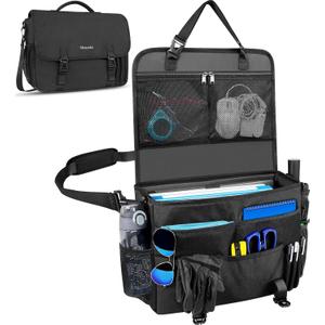 MENZOKE Car Front Seat Organizer, Patrol Bag Law Enforcement, Hanging Passenger Seat Car Organizer with 17 Inch Laptop Storage, Adjustable Strap Backseat Organizers for Truck Office, Police, Black