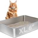 Stainless Steel Litter Box XL, 23.6" X 15.7" X 6" Steel Litter Box,Extra Large Metal Litterbox for Big Cat, Multiple Cats,Non Stick and No Smell, Easy Cleaning