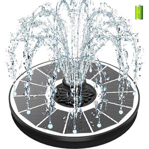 SZMP Solar Fountain, 3.5W Glass Panel, 2000mAh Battery, 4 Fixed Pipes, 7 Nozzles, White Solar Panel, for Garden Décor Bird Bath Swimming Pool