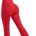 OMKAGI 2 Piece Workout Sets for Women Padded Tank Tops Flare Leggings Pilates Outfits (Large, Red)