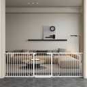 Extra Wide Baby Gate with Door 85.7-101.5 Inch Pressure Mounted, Auto Close Child Baby Gates for Doorways No Drill, Walk Through Dog Gate Indoor for The House, White