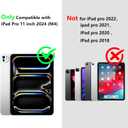 Compatible with iPad Pro 11 inch M4 2024 M5 2025 Waterproof Case,360 Protective Military Drop-Proof,with Strap Stand,Clear Screen Protector,Built-in Pencil Holder for iPad pro 11 Tablet Cover-Black