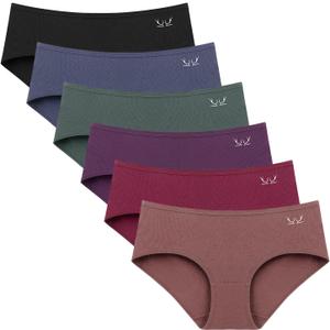 Benirap Womens Underwear Soft Cotton Hipster Panties Breathable Briefs 5 or 6 Pack (Large, Dark Vintage-6p)