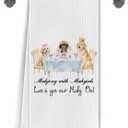 Mahjong Poodle Dachshund Golden Retriever Kitchen Towels, Gifts for Mahjong Cocktail Lovers Players Dish Tea Towels for Kitchen Decor, Dog Lover Gifts Hand Towel for Bathroom, 16x24 Inch