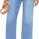 LookbookStore High Waisted Wide Leg Pants for Women Stretchy Jeans for Women Lakeside Blue Plus Size Jeans Cropped Pants Size X-Large 16 18