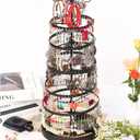 6 Tier Rotating Jewelry Organizer Stand, 230 Holes Earring Holder Organizer for Women Girls, Spinning Earring Tree with Ring Holder, Wide Base for Bracelets Watches Lipstick, Metal,6-Tier,Black
