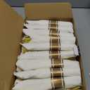 N9R 50 Pack Pre Rolled Gold Plastic Cutlery Set, Wrapped Plastic Silverware Set with 50 Forks, 50 Knives, 50 Spoons and 50 Napkins, Disposable Cutlery Set for Party and Wedding