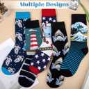 Chalier 5 Pairs Womens Fun Famous Painting Patterned Art Socks Cotton, Printed Cool Novelty Funny Socks for Women, L-oil Painting Multicolor 12 (5 Pairs)