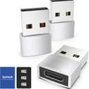 Syntech USB C Female to USB A Male Adapter, Type C Charger Cable Power Serial Adapter Compatible with iPad Air 6, iPhone 16/15/14/13 Pro Max, Apple Watch Series 9/8/7, Samsung Galaxy S20 etc, Silver