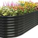 FRIZIONE 9FT(L)x4FT(W)x2FT(H) Galvanized Raised Garden Bed Outdoor, Metal Raised Garden Beds for Flower, Raised Planter Box Outdoor for Herb, Vegetable-Gray, 9FTx4FTx2FT