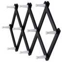 Dseap Expandable Coat Rack (Larger Version) - 24” High, Anti-Slip, Ultra Heavy Duty Wooden Accordian Wall Hanger with 10 Study Peg Hooks for Clothing Hats Jackets Bags, White & Natural