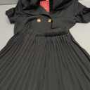 Verdusa Tween Girl's Clothing Set 2 Piece Outfits Button Down Collared Tops with Pleated Skirt Set (Black, 11Y)