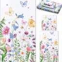 Preboun 3 Pack Floral Hand Towels Spring Bathroom Towels Set Watercolor Wildflower Hand Towels Butterfly Bath Towels Plant Leaves Dish Towels for Bathroom Kitchen Hotel Gym Spa (Pink, Blue, Yellow)