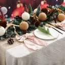 Syhood 15 Pcs 3.15" Christmas Velvet Balls Ornaments with 30 Flocked Bows 1 Vintage Ribbon Velvet Neutral Christmas Tree Decoration for Xmas Holiday Decor(Coffee/Khaki/White)