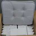 Ottoman Foot Stool, Upholstered Cushion Vanity Stool with White Wood X-Leg,Make up Stool for Vanity,18 Inch Fabric Foot Stool, Rectangle Makeup Stool for Bedroom,Living Room,Light Grey