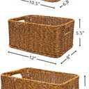 GIB Woven Storage Baskets for Organizing, Plastic Wicker Storage Baskets for Shelves, Waterproof Rectangular Storage Bins Organizers for Closet Pantry Table, Set of 3, Brown