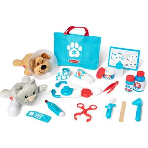 Melissa & Doug Examine and Treat Pet Vet Play Set, 24-Piece Animal Doctor Playset with Dog & Cat Plushies, Pet Doctor Kit & Accessories, Preschool Toys for Girls & Boys Ages 3+