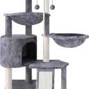 Xin Three Layer Cat Tree with Cat Condo and Two Hammocks,Grey