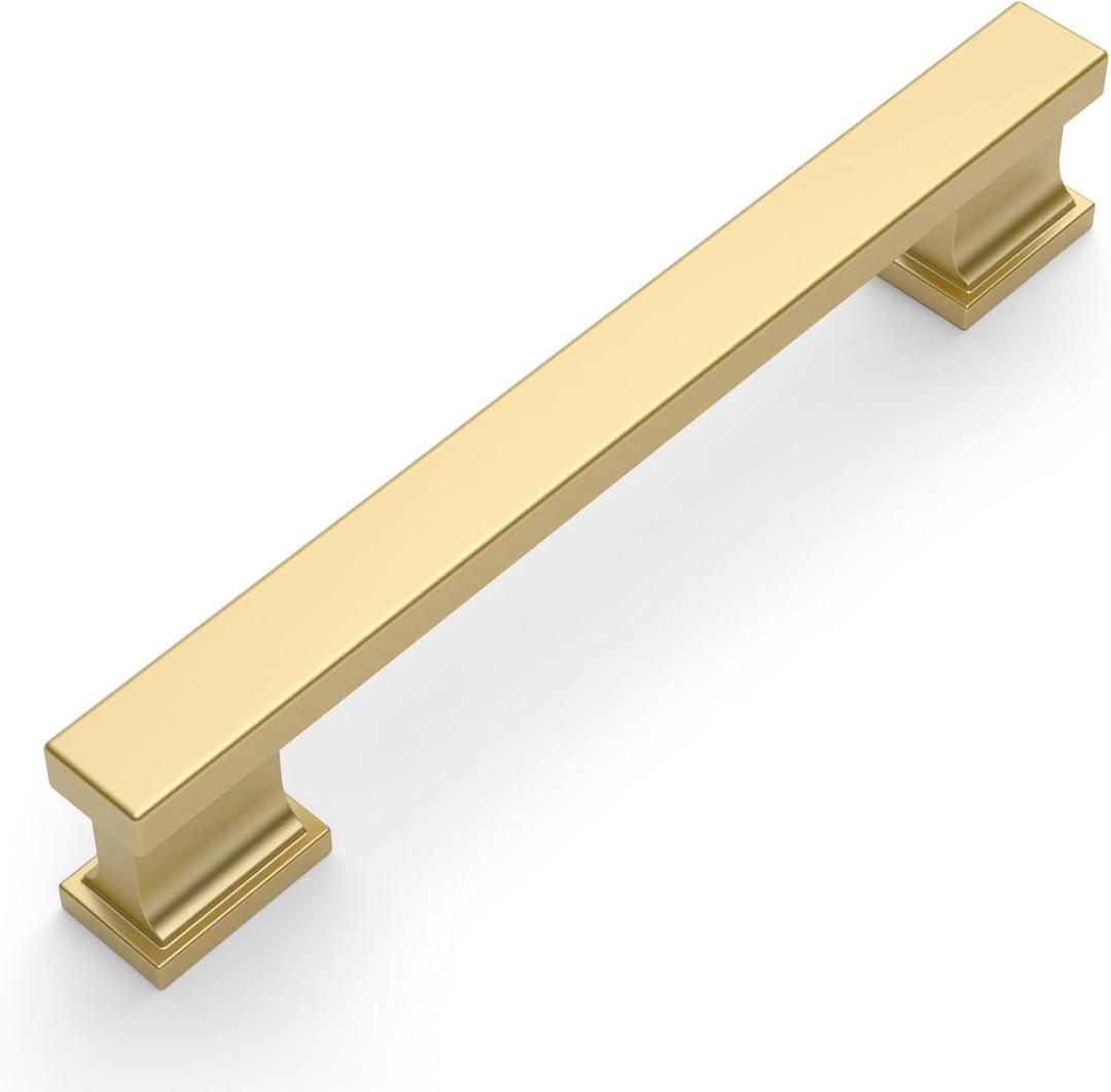 Amerdeco 30 Pack Brushed Gold Cabinet Pulls 3.25 Inch(128MM) Hole Center Drawer Pulls Cabinet Hardware Kitchen Cabinet Handles for Bathroom Dresser Pulls ZH00013