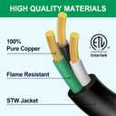 STRIGHT 100FT RV Extension Cord 30 Amp, RV Power Extension Cord NEMA TT-30P Male to TT-30R Female Heavy Duty 10 AWG STW 3-Wire for RV Trailer Campers 125V, 3750W, ETL Listed (100FT 30AMP), Green Plug