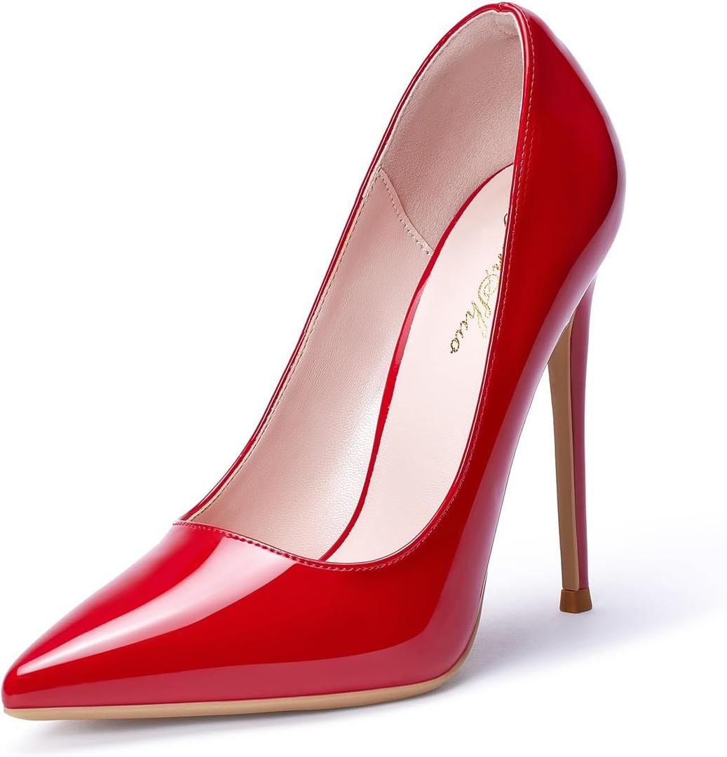 GENSHUO Women's 4.7 Inch Pumps Pointy Toe Stiletto Sexy High Heels Work Party Wedding Shoes, Size: 8
