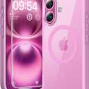 TAURI 3 in 1 for iPhone 16 Case, Compatible with MagSafe [Anti-Yellowing] with 2X Screen Protectors, Military-Grade Protection, Shockproof Slim Magnetic Phone Case for iPhone 16 6.1", Pink