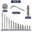 3/8-16 x 5 Socket Head Cap Screws Bolts, 10Pcs 304 Stainless Steel 18-8, Allen Socket Hex Drive, Partially Threaded, Bright Finish by SG TZH(with Hex Spanner)