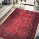 Keen Home Design 3x5 Rug - Machine Washable Entry Rug with Non-Slip Backing, Ideal for Enteryway, Kitchen, Bathroom, Laundry Room - Vintage, Easy Clean, Durable, Low Pile Rug - (3' x 5') (Red/Burgundy)
