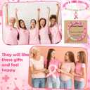 12/24 Set Breast Cancer Survivor Bracelets Heishi Clay Breast Cancer Awareness Accessories with Inspirational Card Pink Ribbon Party Favor Gifts for Women Best Friend