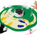 Gardner Pet Cat Toys Chargeable,5in1 Hide and Seek Automatic Interactive cat Toy, Chirping Moving Ambush Feather, Track Balls,Indoor Exercise Kicker 24 inch Cover for All Breeds,Cat Pattern