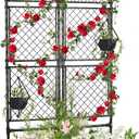 Kalolary 170CM Raised Garden Bed with Metal Trellis, Large Plastic Planter Box with Drainage Hole on Wheels Tomato Planters Climbing Trellis Outdoor Indoor for Climbing Plants Vegetable Flowers Vine