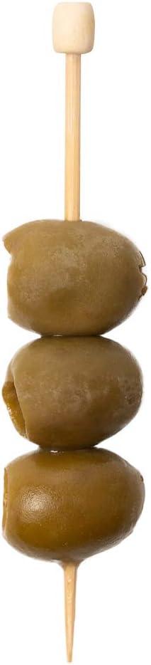 3.5 Inch Cocktail Picks, 100 Disposable Appetizer Skewers - Cylinder Top, Sturdy, Natural Bamboo Decorative Toothpicks, For Barbeques, Parties, Or Buffets