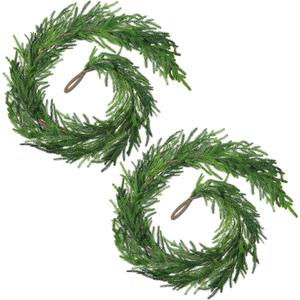 Jutom 2 Pcs,60 Inches Christmas Real Touch Norfolk Pine Garlands Artificial Greenery Faux Christmas Norfolk Pine Garlands for Holiday Seasonal Indoor Home Decor Mantle