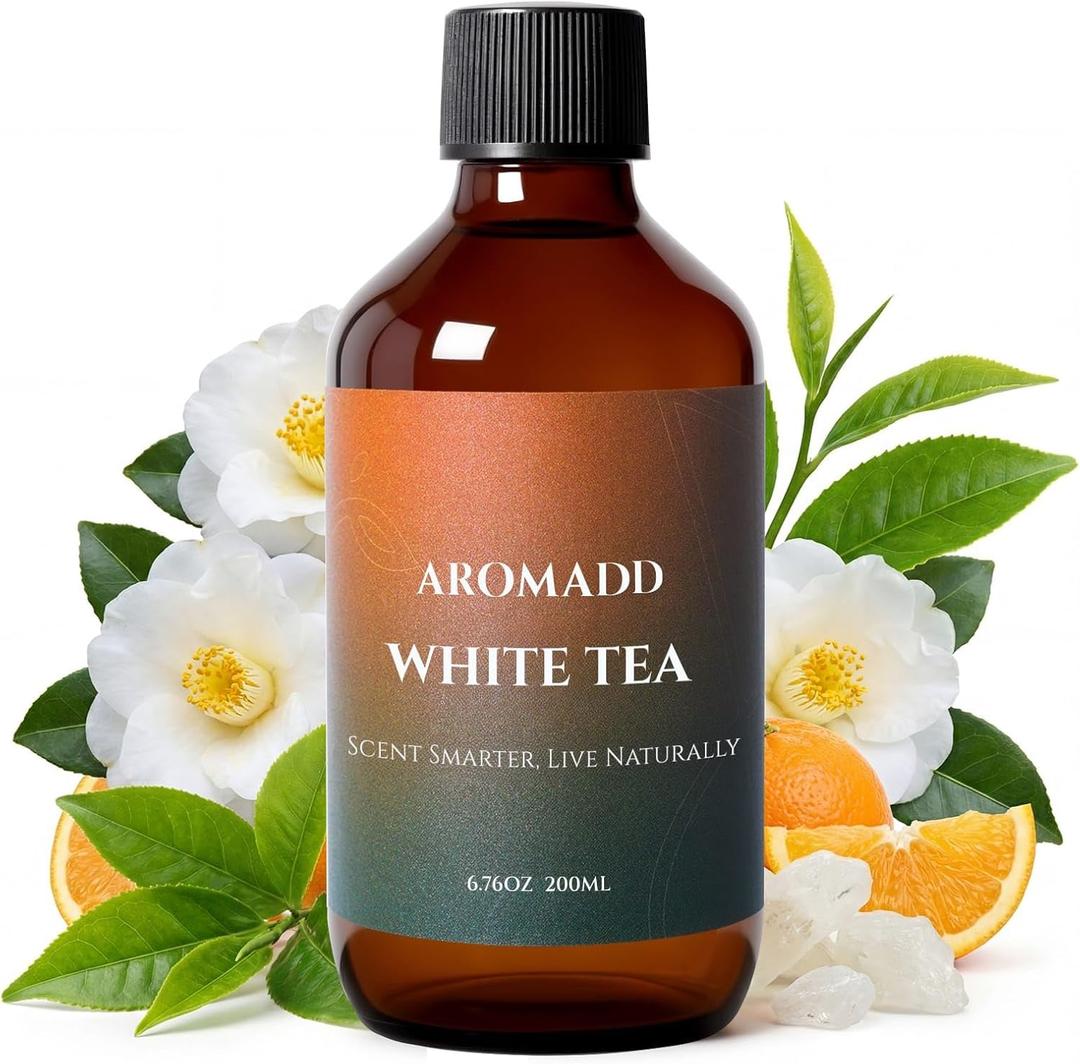 Aromadd Aromadd White Tea Diffuser Oil Inspired by Luxury Hotel Scent, Essential Oils for Waterless Diffuser, White Tea & Bergamot, Long-Lasting & Natural Home Fragrance - 6.76 fl oz (200 mL)