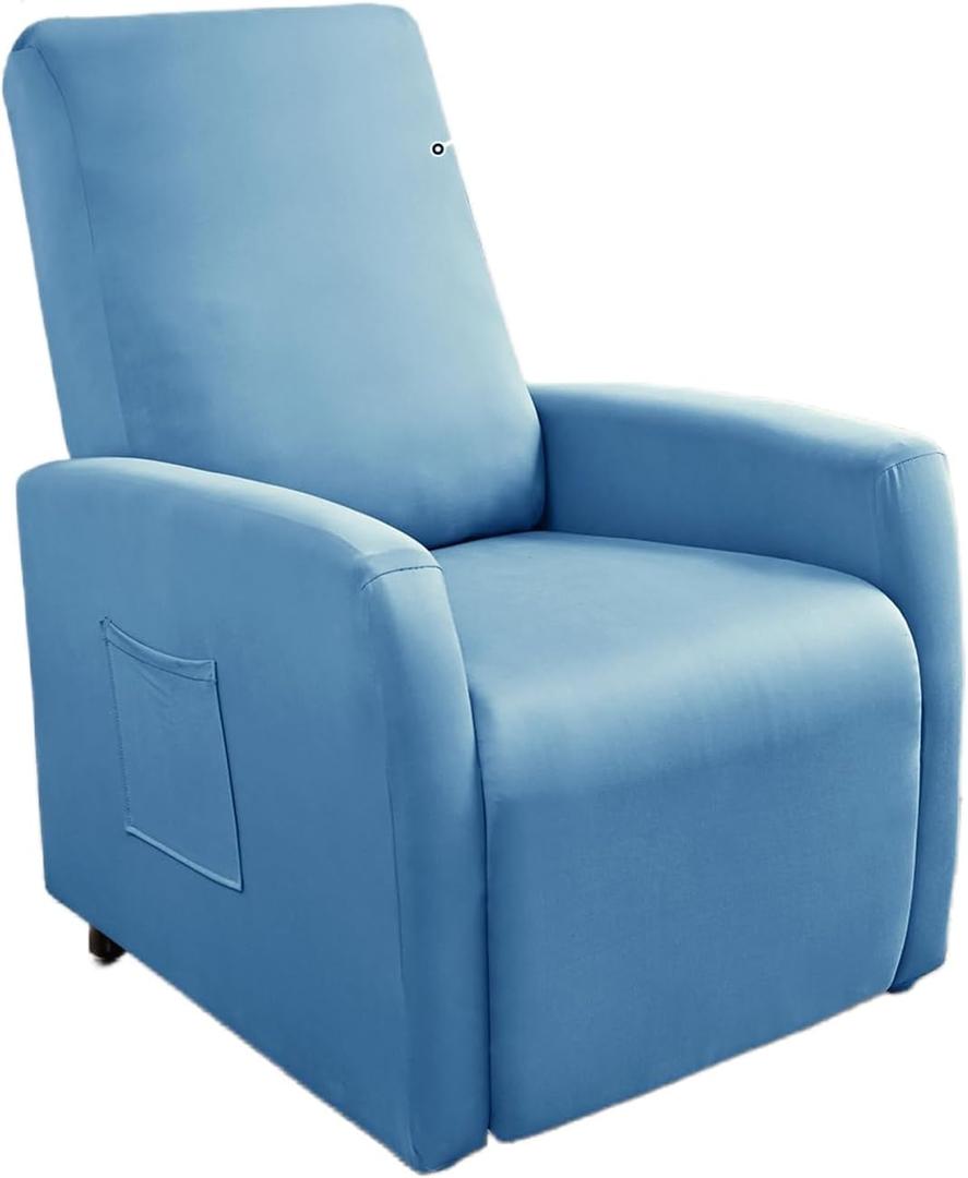 Recliner Chair Covers 4 Pieces Waterproof Small Recliner Sofa Slipcover Stretch Recliner Slipcover for Lazyboy Recliner Chair with Storage Pocket Furniture Protector for Living RoomBlue
