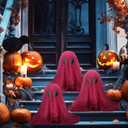 3 Sets Pink Halloween Decor DIY Crafts Kit Pink Ghost Centerpieces Set Include 6 Gauze, 3 Acrylic Stand, 6 Lantern Spooky Halloween Table Decor for Home Indoor Haunted House Party