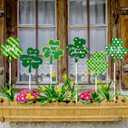 6 Pcs St Patricks Day Decorations Outdoor 13 Inch Stakes Metal Shamrock Decorative Garden Stake for Lucky Saint Patricks Yard Signs for Irish Party Decoration Garden Lawn Porch Pot