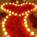 Coume 6000 Pieces Artificial Rose Petal with 72 Pieces LED Tea Lights Candle Romantic Sweetest Day Decorations Rose Petal Heart Candle for Special Night Proposal Wedding Anniversary(Warm White Light)