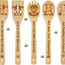 CHACROC Cow Wooden Cooking Spoons 5Pcs, Highland Cow Gifts for Women Cow Kitchen Decor for Cow Lovers Bamboo Wooden Spoons for Cooking Cow Stuff Party Favors Housewarming Wedding, standard, Brown