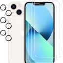 3 Pack Screen Protector for iPhone 13 with 3 Pack Camera Lens Protector, HD Tempered Glass, 9H Hardness, Full Coverage, Scratch-Resistant, Waterproof, Bubble-Free