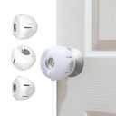 Child Proof Door Knob Covers, 4-Pack, White - Baby Safety Door Knob Covers for Toddlers, Snap-in Design for Easy Install, Durable & Non Toxic, Fits Standard Round Knobs